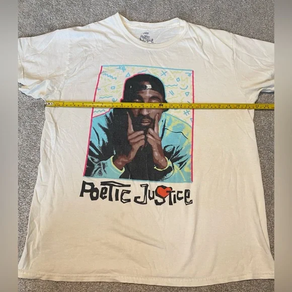 Retro Style Tupac Poetic Justice  Graphic Tee Hip Hop Merch Streetwear Cream - Picture 6 of 8